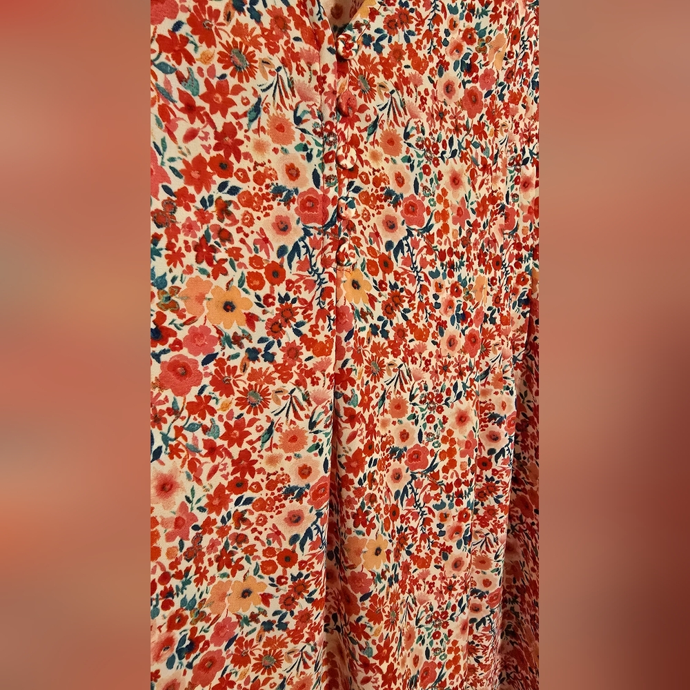 Carolina Belle Red and White Ruffled Short Sleeve Blouse - Picture 2 of 4